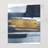 抽象芸術のブライダルシャワー招待 |金ゴールドネイビーブルー (裏面)