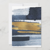 抽象芸術のブライダルシャワー招待 |金ゴールドネイビーブルー 招待状 (裏面)