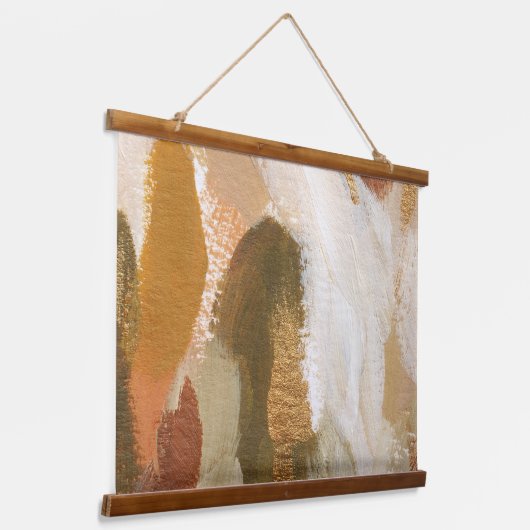 抽象芸術のブラシストロークアートを暖かいトーンで 吊り下げ型タペストリー (傾斜あり)
