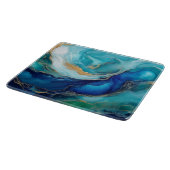 抽象芸術のブラシストローク(青とティール(緑がかった色)) カッティングボード (角)
