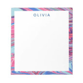 抽象芸術のブルーとピンクのマーリーアート ノートパッド (正面)