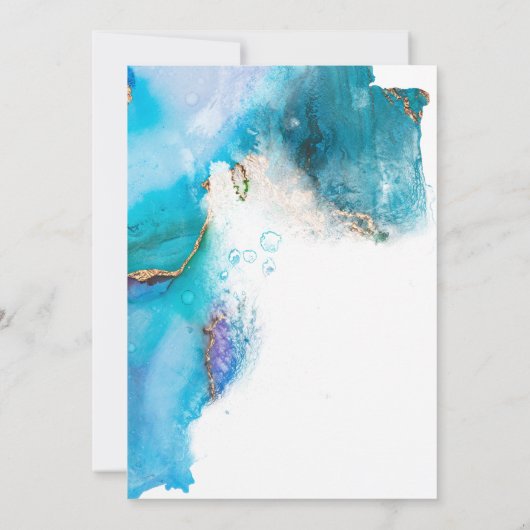 抽象芸術のマーク付きインクアメジストティール(緑がかった色)日付の保存 招待状 (裏面)