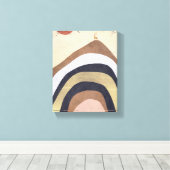 抽象芸術のミニマルな山と鹿のサンバード キャンバスプリント (インサイチュ (ウッドフロア))