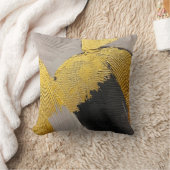 抽象芸術のモノクロカラー(金ゴールドのブラシストローク付き) クッション (ブランケット)