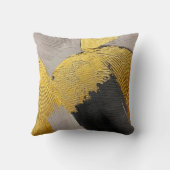 抽象芸術のモノクロカラー(金ゴールドのブラシストローク付き) クッション (裏面)