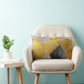 抽象芸術のモノクロカラー(金ゴールドのブラシストローク付き) ランバークッション (椅子)