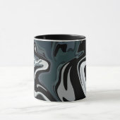 抽象芸術のモノクロ渦巻き旋回 マグカップ (中央)