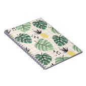 抽象芸術のヤシの葉の熱帯シームレスパターン ノートブック (右側)