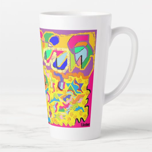 抽象芸術のヨセフ数々の色のコートのような! カフェラテマグ (右)