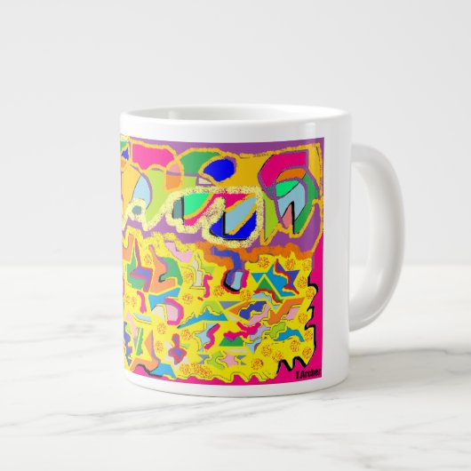 抽象芸術のヨセフ数々の色のコートのような! ジャンボコーヒーマグカップ (正面右)