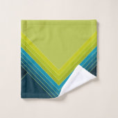 抽象芸術のライムグリーンとティール(緑がかった色)の幾何学的形状 バスタオルセット (ウォッシュタオル)