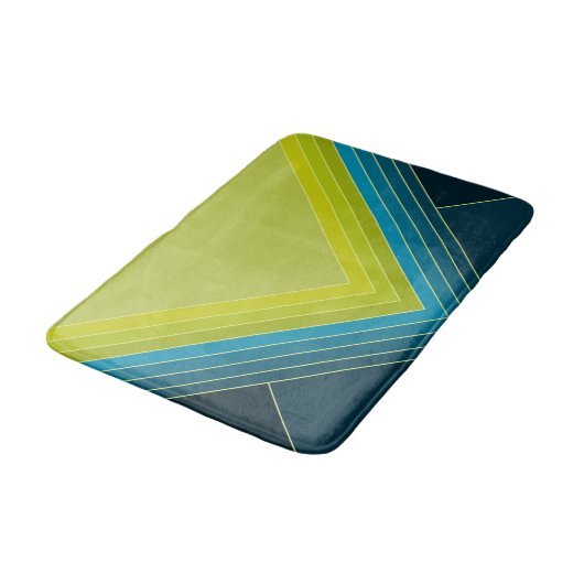 抽象芸術のライムグリーンとティール（緑がかった色）の幾何学的形状 バスマット (アングル)