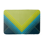 抽象芸術のライムグリーンとティール（緑がかった色）の幾何学的形状 バスマット (正面)