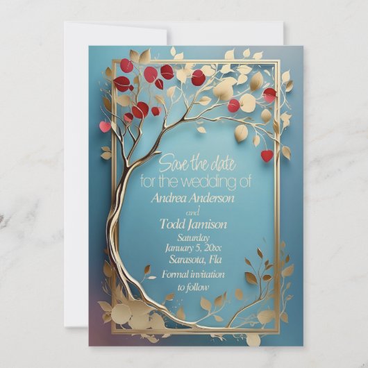 抽象芸術のリンゴ結婚の木 セーブザデート (正面)