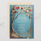 抽象芸術のリンゴ結婚の木 セーブザデート (正面/裏面)