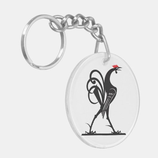 抽象芸術のルースターシルエットアート キーホルダー (正面左)