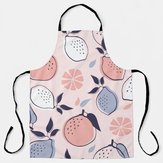 抽象芸術のレモンとオレンジの柑橘系の模様 エプロン (正面)