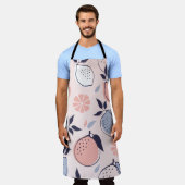 抽象芸術のレモンとオレンジの柑橘系の模様 エプロン (着用した状態)