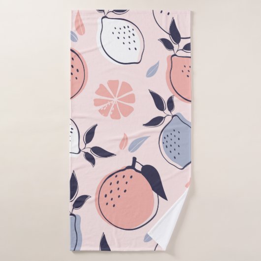 抽象芸術のレモンとオレンジの柑橘系の模様 バスタオル (バスタオル)