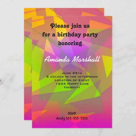 抽象芸術の三角形と長方形 招待状 (正面/裏面)