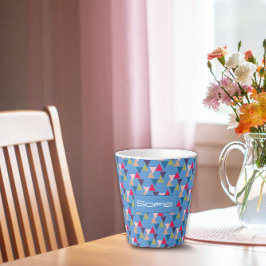 抽象芸術の三角形のパターン名(青) カフェラテマグ