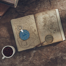 抽象芸術の三角形のパターン名(青) キーホルダー