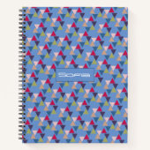抽象芸術の三角形のパターン名（青） ノートブック (正面)