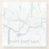 抽象芸術の亀裂(緑の黄色と青) ガラスコースター (裏面)