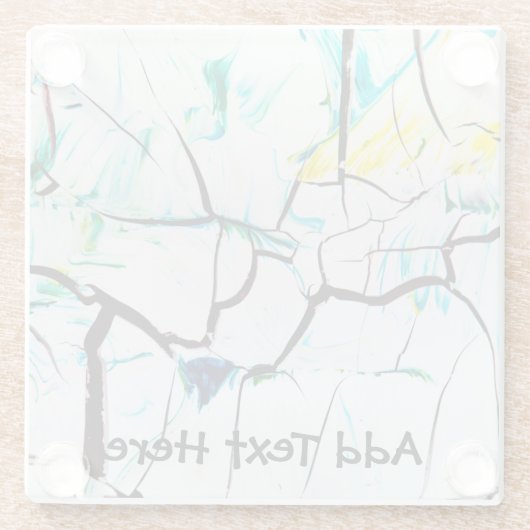 抽象芸術の亀裂（緑の黄色と青） ガラスコースター (裏面)