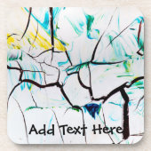 抽象芸術の亀裂(緑の黄色と青) コースター (正面)