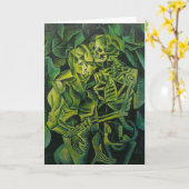 抽象芸術の人とスケルトンの幾何学芸術 カード (黄色い花)