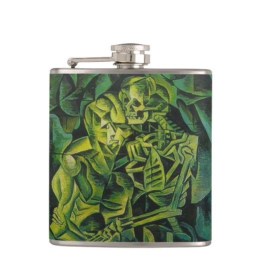 抽象芸術の人とスケルトンの幾何学芸術 フラスク (正面)