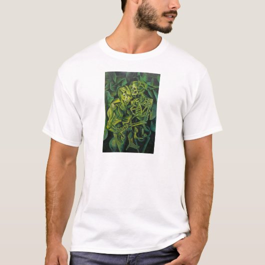 抽象芸術の人とスケルトンの幾何学芸術 Tシャツ (正面)