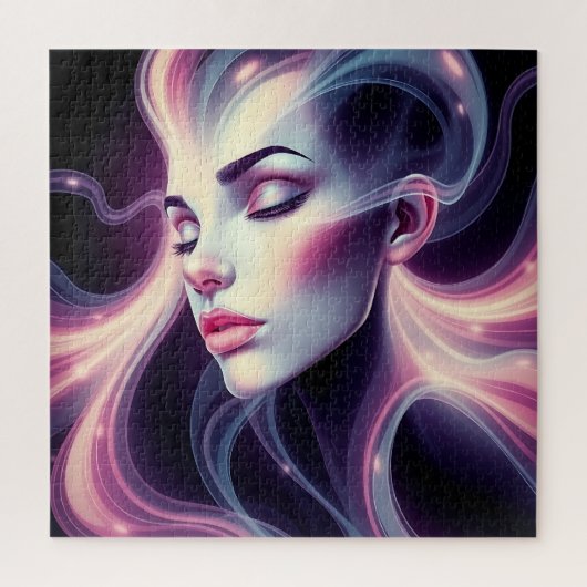抽象芸術の光が流れる女性 ジグソーパズル (縦)