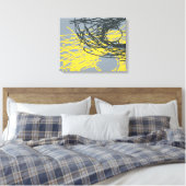 抽象芸術の入れ子（灰色と黄色） キャンバスプリント (インサイチュ (寝室))