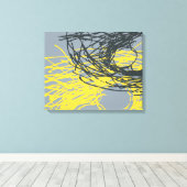 抽象芸術の入れ子（灰色と黄色） キャンバスプリント (インサイチュ (ウッドフロア))