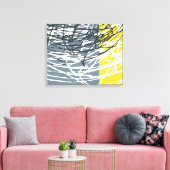 抽象芸術の入れ子（灰色と黄色） キャンバスプリント (インサイチュ (リビング))