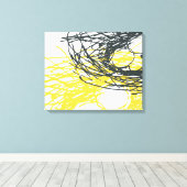 抽象芸術の入れ子（白、灰色、黄） キャンバスプリント (インサイチュ (ウッドフロア))