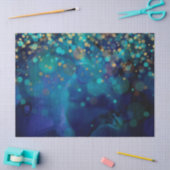 抽象芸術の円と金ゴールドのドットの青い切り離 薄葉紙 (クラフト)