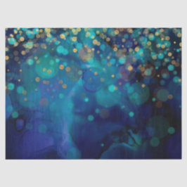 抽象芸術の円と金ゴールドのドットの青い切り離 薄葉紙