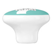 抽象芸術の円の木と名前on lightティール（緑がかった色） セラミックノブ (側面)