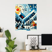 抽象芸術の冬ジオメトリ ポスター (ホームオフィス)