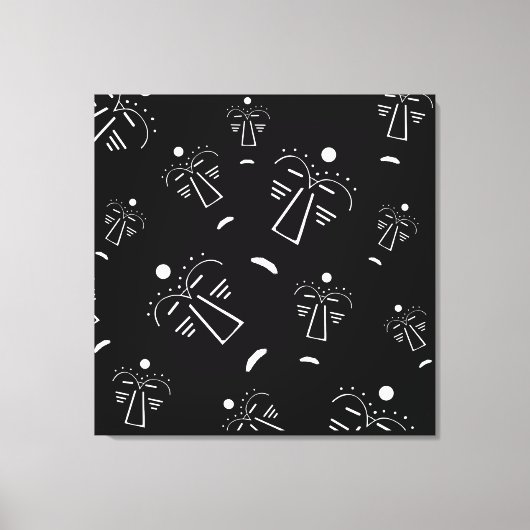 抽象芸術の原生部族ブラックマスク キャンバスプリント (正面)