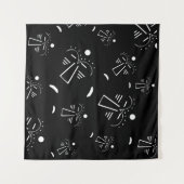 抽象芸術の原生部族ブラックマスク タペストリー (正面(横))