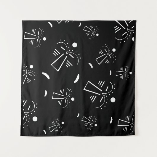 抽象芸術の原生部族ブラックマスク タペストリー (正面(横))