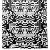 抽象芸術の反射:線、立方体、およびモノクロ シャワーカーテン (正面)