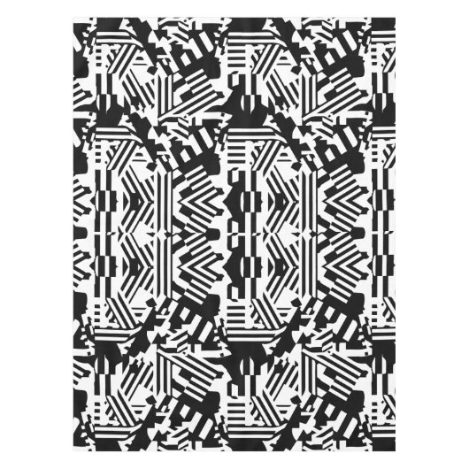 抽象芸術の反射：線、立方体、およびモノクロ テーブルクロス (正面)