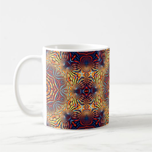 抽象芸術の四角の背景。対称円デコラ コーヒーマグカップ (左)