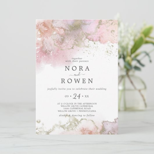 抽象芸術の夏の水カジュアル色結婚の 招待状 (スタンド正面)