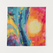 抽象芸術の夕日がフィールドに タペストリー (正面(横))